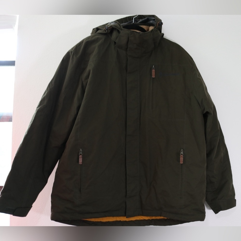 Men's Free Country Mountain Guide Hooded Jacket Size XL Olive Green Outdoors